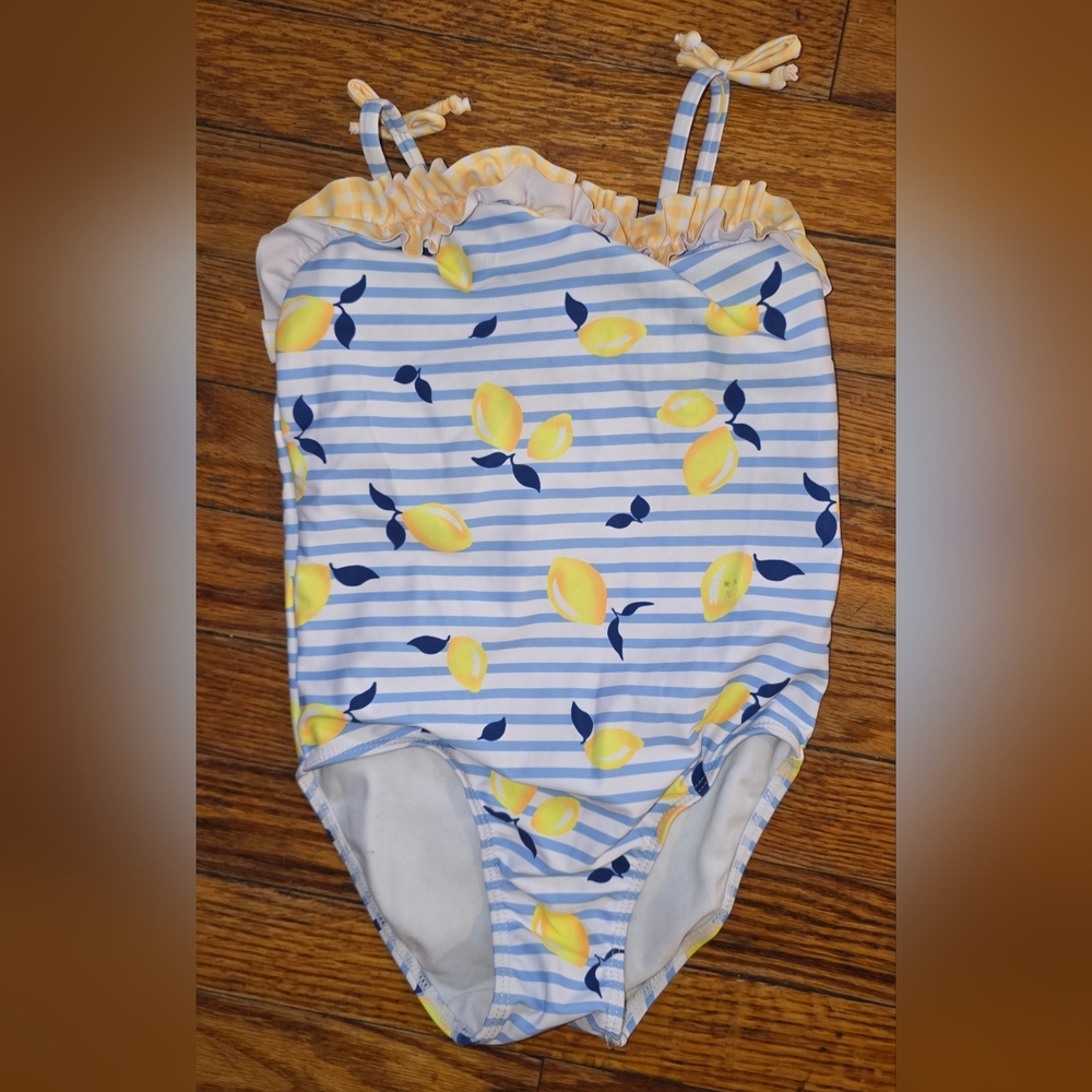 Kids Lemon Stripe One-Piece Swimsuit - Yellow & Blue